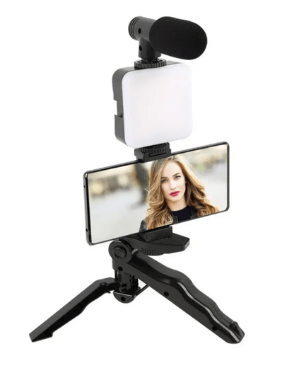 Kit para crear contenido 🔥Trípode + Luz Led + Micrófono⚡️