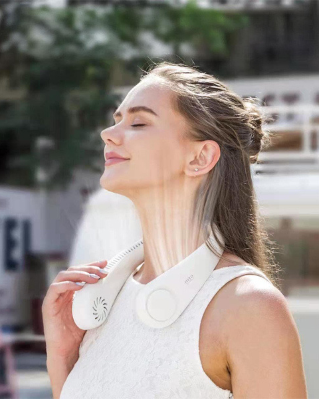 Ventilador De Cuello Portátil Recargable 3 Niveles Flexible Blanco